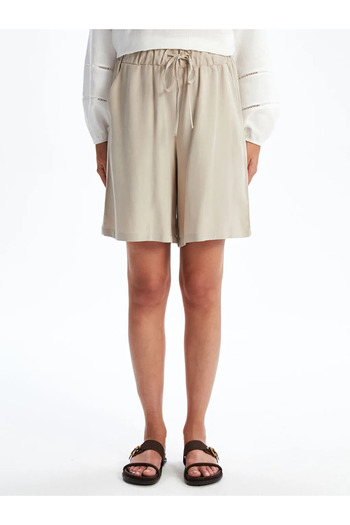 LC Waikiki Lcwaikiki Classicbeige Elastic Waist Linen Blend Women's Shorts