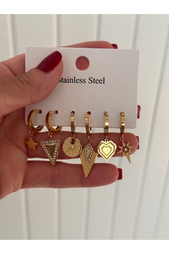 HERCY Set of 6 Steel Earrings |   Stainless Steel Earring Set