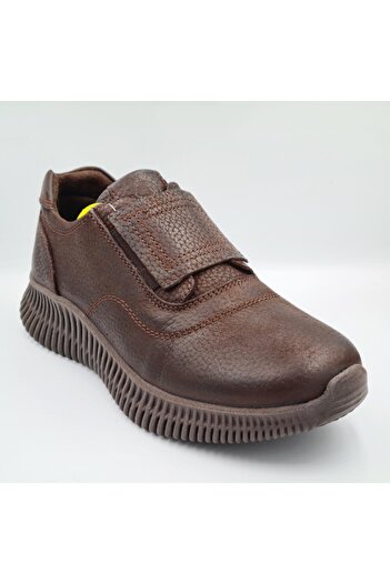 Mammamia D25Ka-3475 Brown Nubuck Genuine Leather Elastic Women's Daily Casual Shoes