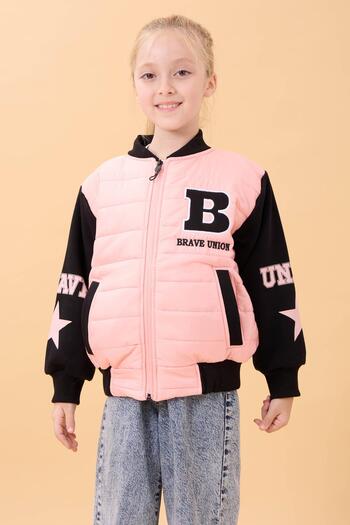 Perendi Girl's Plush Quilted College Jacket – Yavruağzı