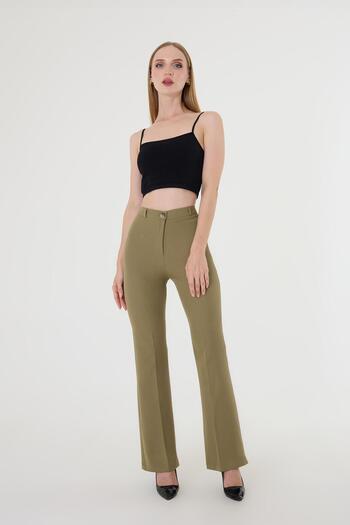 Hazel Women's Khaki Flared Trousers