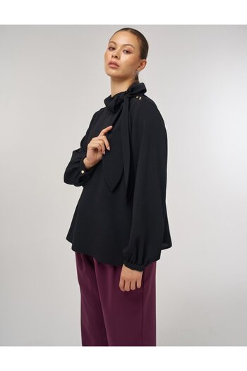 Kayra Collar Detailed Blouse Black