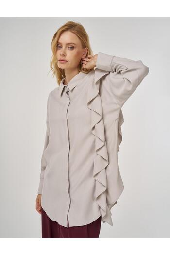 Kayra Ruffle Detailed Tunic Light Gray