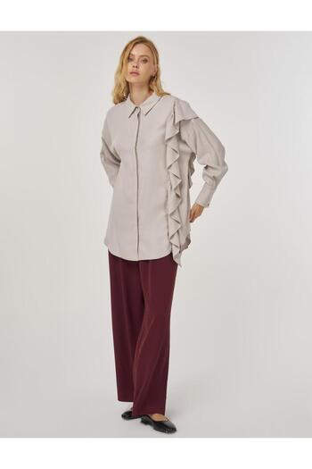 Kayra Ruffle Detailed Tunic Light Gray