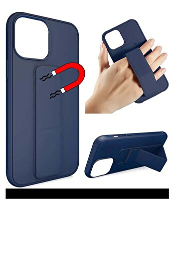 Generic Protective case with finger grip rest for iPhone11 dark blue