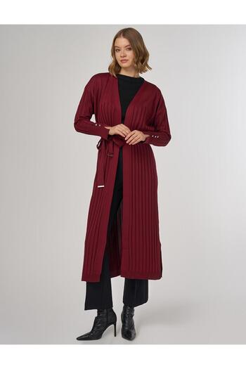 Kayra Belted Knitwear Cardigan Burgundy