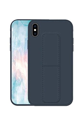 Generic Protective Case Cover With Wristband Holder For Apple iPhone X/XS Dark Blue
