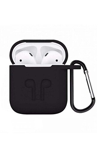 Generic Protecting Case Cover For Apple AirPods With Carabiner Black