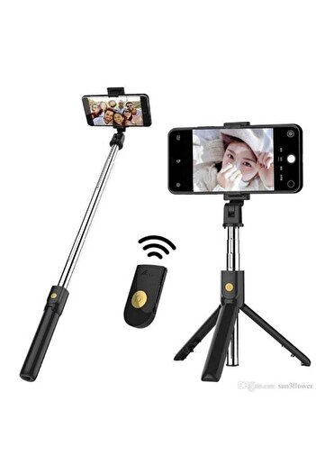 Generic 5-Section Extendable Mini Selfie Stick/Tripod Stand With Remote Black