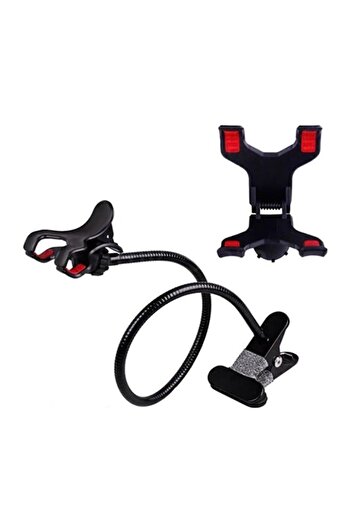 Generic Black desktop phone mount made of metal and plastic