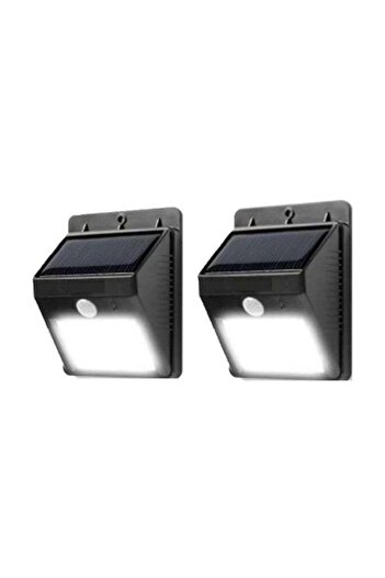 Generic 2-Piece LED Solar Powered Motion Sensor Wall Light Set Black 125x96x50mm