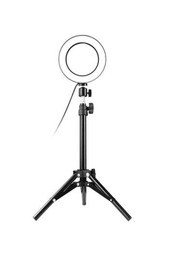 Generic 64-LED Ring Light Round Selfie Camera Lamp With Telescopic Tripod Holder Black