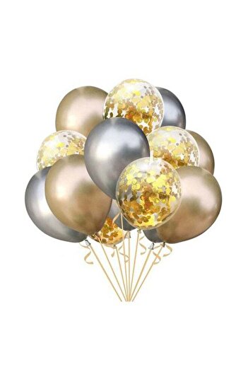 sharpdo 15-Piece Birthday Party Combo Gold Chrome Decoration Balloons