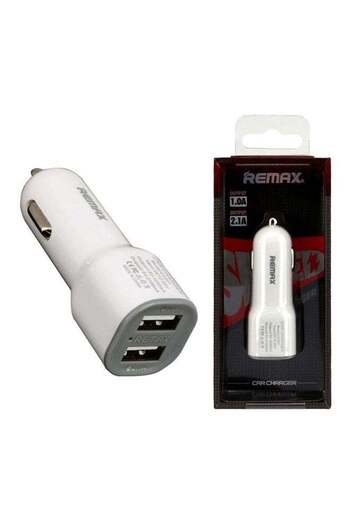 Remax شاحن سيارة بمنفذ USB مزدوج أبيض 3.1