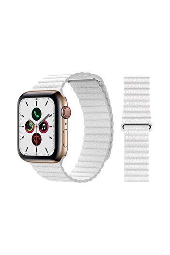 Perfii Stylish Leather Band For Apple Watch Series 5/4/3/2/1 White