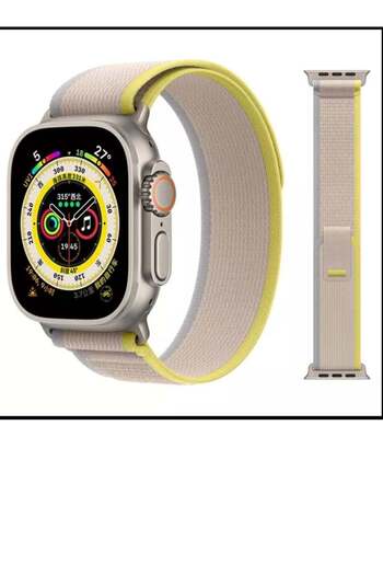 Generic Apple Watch strap made of rubber fabric beige with yellow color size 45