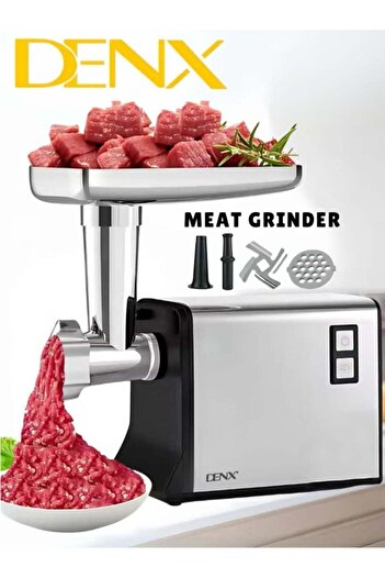 Denx Meat Grinder, Electric Meat Grinder with Stainless Steel Blade, 1200W, Silver