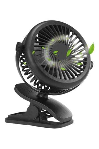 Generic Rechargeable Clip On Desk Battery Operated Fan H2DX-029-002 Black