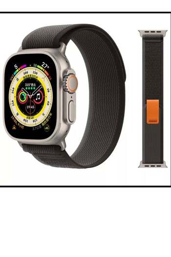 Generic Apple Watch strap made of rubber fabric Black with grey size 42/44/45/49