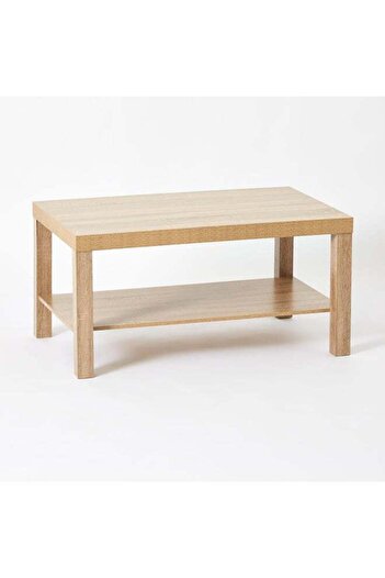 Home Box Rectangular Coffee Table With Shelf Beige 90centimeter