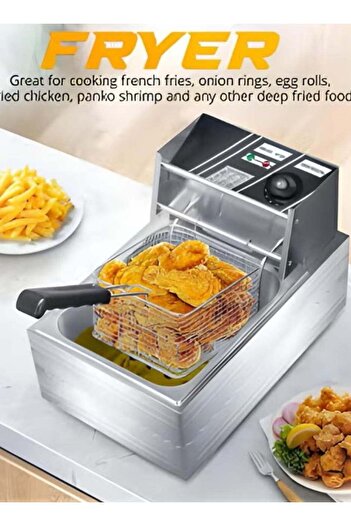Generic 6 Quart Stainless Steel Deep Oil Fryer with Basket Strainer