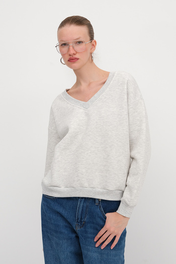 Addax V-Neck Ribbed Sweatshirt S12040