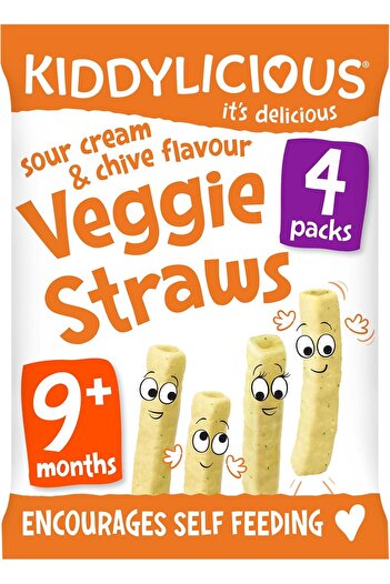 Kiddylicious Sour Cream & Chive Veggie Straws - Delicious Finger Food Kids Snack - Gluten Free - Sui