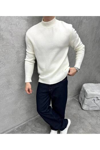 OKSHEN Men's Half Turtleneck Knitwear Sweater
