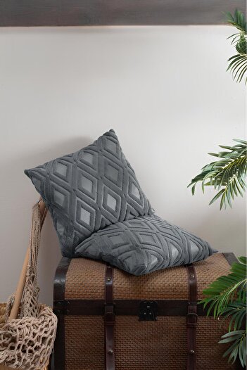 Vannes Home Bohemian Punch 2-Piece Decorative Throw Pillow Cover Pillowcase Double-Sided Gray 43X43 cm