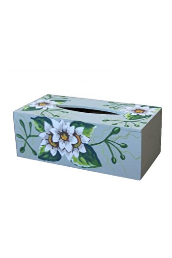 Decoratiuni Vintage Casa Retro Cutie din lemn pentru servetele, pictata manual, 13 x 25 cm