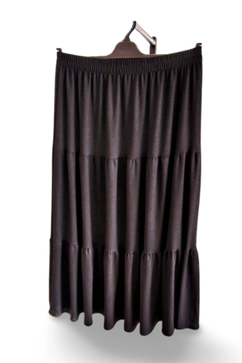 shopwave Elastic Waist Wrap Fabric Skirt Mother's Skirt Long Prayer Skirt Black Size 44-52