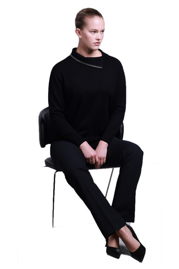 Sempre Asymmetrical Collar Oversize Women's Sweater - Long Sleeve Minimalist