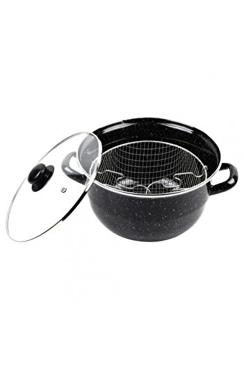 shopwave Enamel Frying Pot Black Melted 24 cm -69115