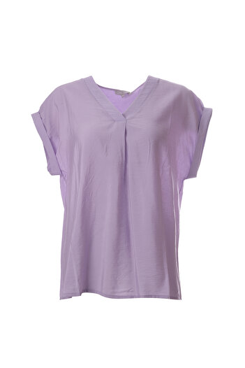 CNL Collection Canel Minimalist V-Neck Short Sleeve Oversize Women's Blouse