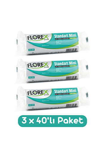 Florex Standard Mini Size Garbage Bag 44X45 cm 40 Rolls White 3 Rolls (120 Pieces)