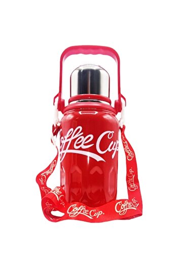 OEM Portable Thermos, Stainless Steel, with Handle and Shoulder Strap, 800ml, Red