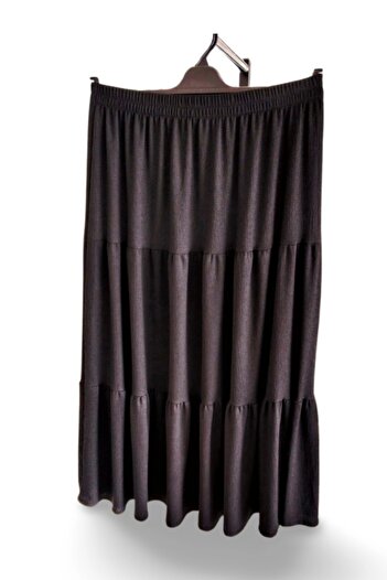 shopwave Elastic Waist Wrap Fabric Skirt Mother's Skirt Long Prayer Skirt Black Size 44-52