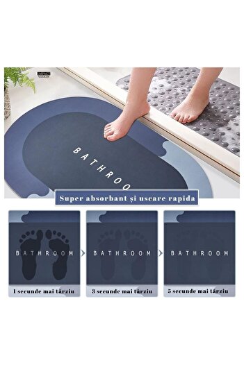 Impact Vision Non-Slip Bath Mat, Quick Drying, Oval, 58 x 38 cm, Blue / Grey, Impact Vision®