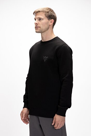 Bad Bear Windy Siyah Crewneck Erkek Baskılı Sweatshirt