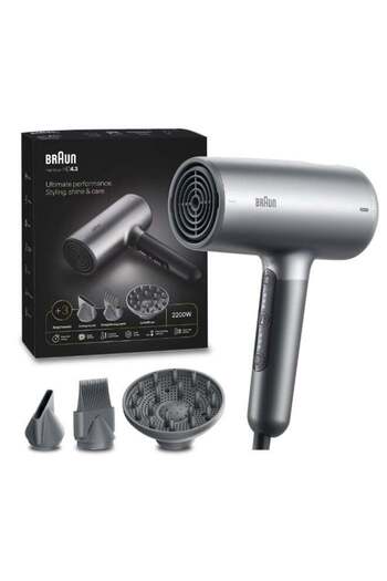 Braun Hair Dryer With HTDC Motor 2200W Power Super Iontec Function - Electro Grey