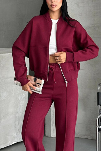 Neşeli Butik γυναικείο βαμβακερό χειμερινό σετ αθλητικών φορμών casual κοπής NBG112