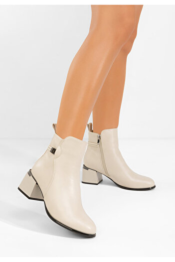 B T Shoes Μποτάκια με χοντρό τακούνι μπεζ