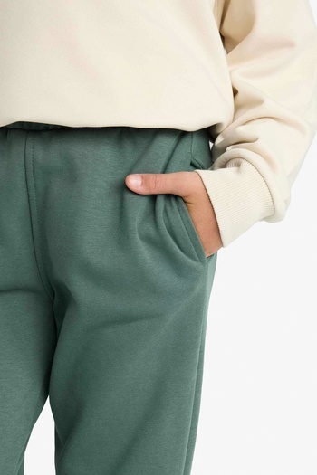 DeFacto F0389 Yeşil Kız Çocuk Beli Lastikli Jogger Eşofman Altı