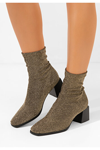 B T Shoes Μποτάκια με χοντρό τακούνι Denonia V2 χρυσα