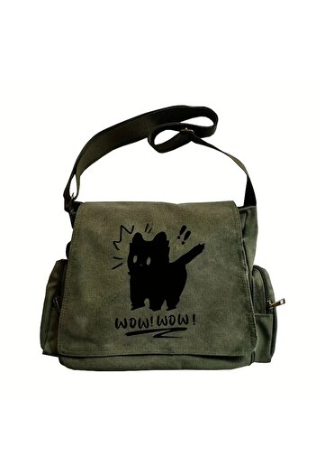 Toum Cute Design Printed Unisex Green Messenger Bag