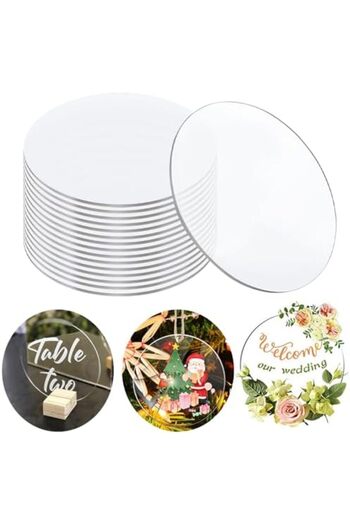 Slasa Acrylic Circular Transparent Sheets, 10 Pieces, 10cm