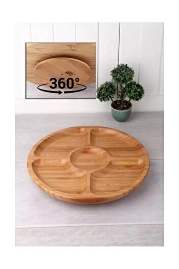 shopwave Rotating Bamboo Presentation Plate 5 Compartments 25 cm -Ds2525