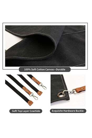 Saharaz Chef Apron,Waterproof and Greaseproof Bib,with Adjustable Straps and Large Pockets For Cooking