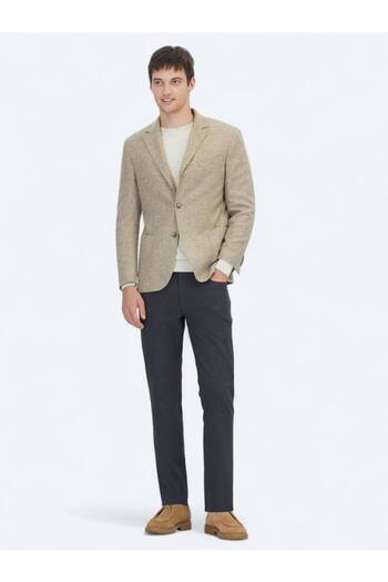 Kip Beige Patterned Modern Fit Wool Blend Knitted Jacket
