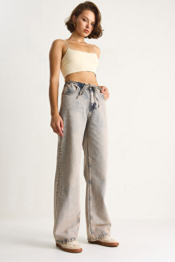 Bianco Lucci Women's Waist Tie Denim Trousers 5284 60284086